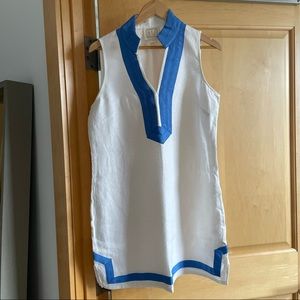 Sail to Sable Classic Sleeveless Tunic Dress - White/Hydrangea